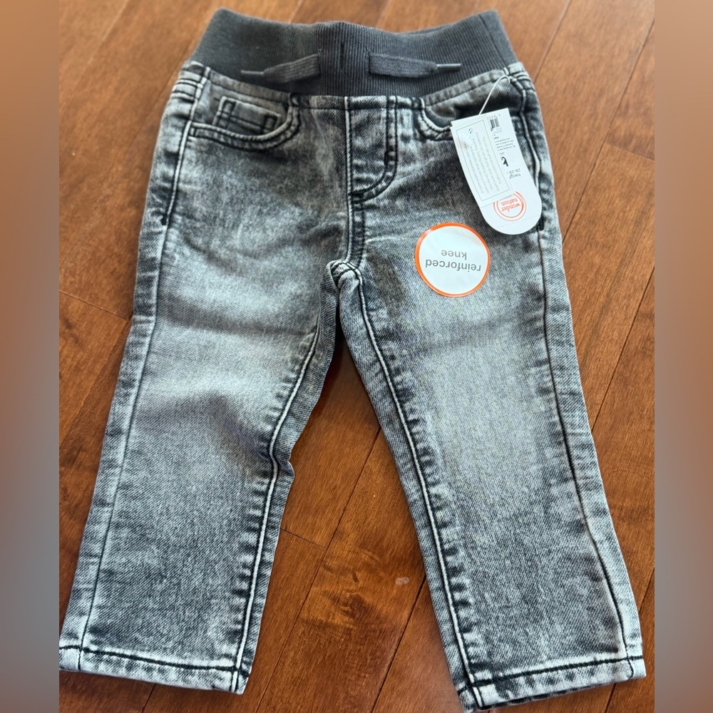 wonder nation Boys Grey Acid-Wash Jogger Jeans